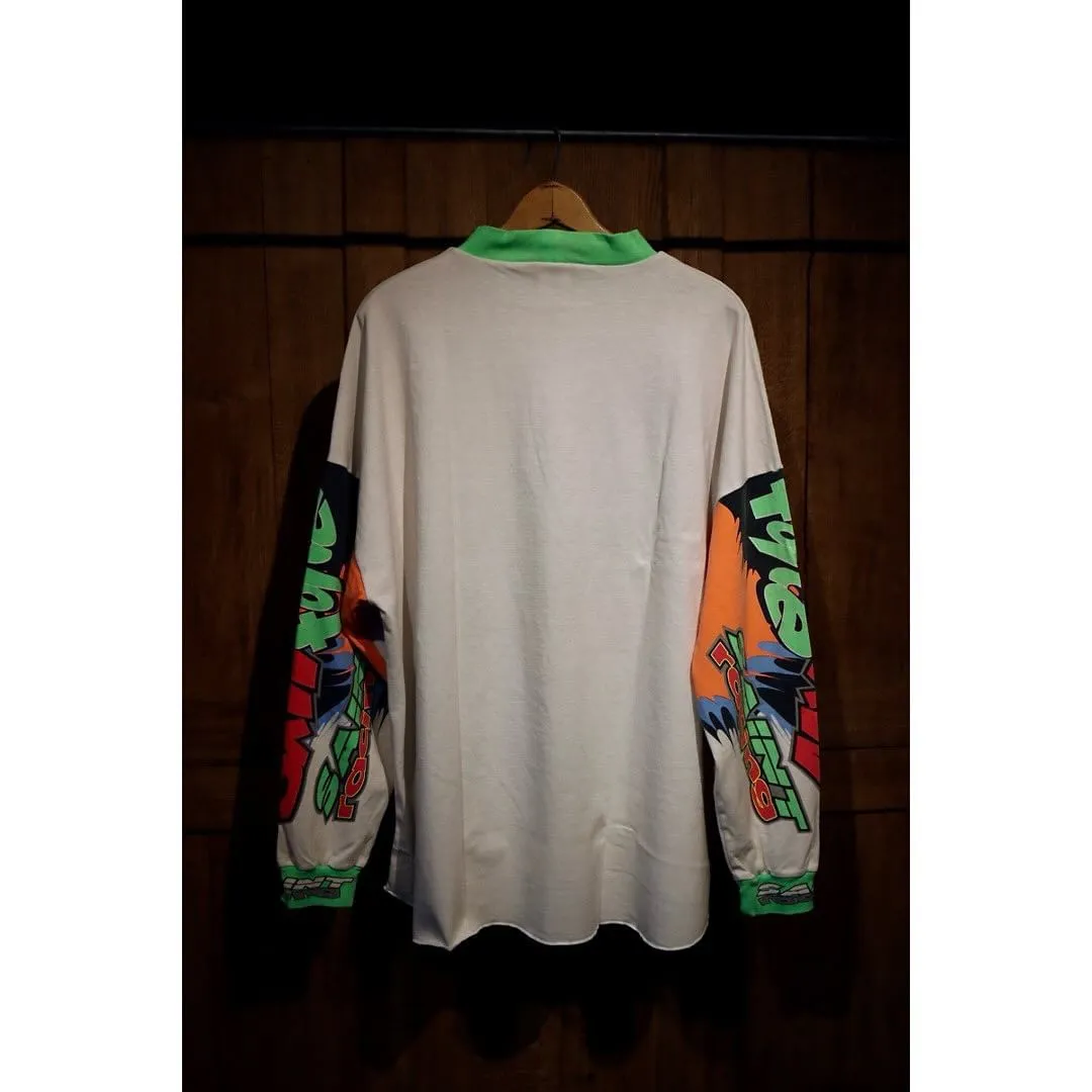 SAINT MICHAEL 24SS SAINT FORCE L/S TEE New Racing Retro Long Sleeve Off-white S-XL Front, left and right sleeves, even ribs are printed. There are more than 30 sets of samples in total. They are extremely complicated and all are oversized screen versions. Ready-made garments are washed and worn with Vintage value.